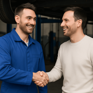 Mécanien et un client